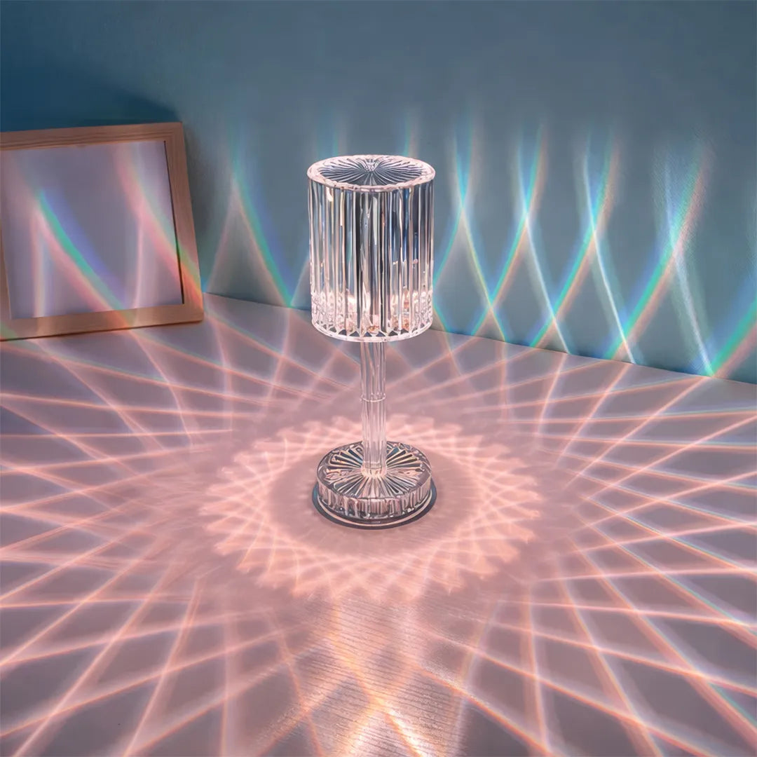 Lámpara LED multicolor táctil con control remoto en uso – Mil Ideas