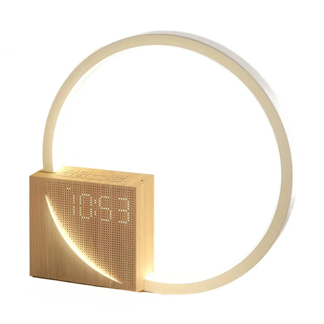 Lámpara veladora con reloj simil madera y máquina de sonido – Mil Ideas