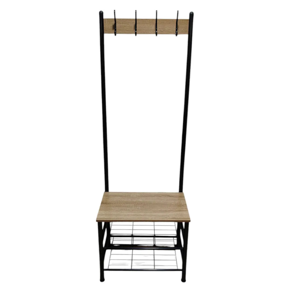 Perchero zapatera 3 estantes hierro y MDF vista adicional – Mil Ideas