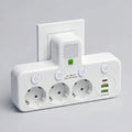 Adaptador Múltiple Schuko 3 Tomas + USB y Tipo C con Luz LED