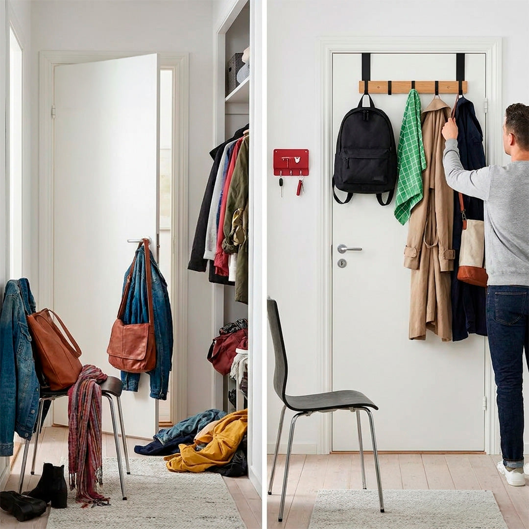 Perchero para puerta estilo nórdico con 5 ganchos deslizable vista adicional – Mil Ideas