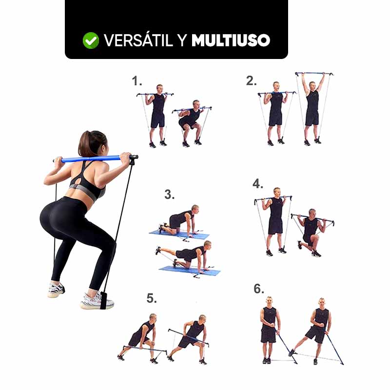 Barra de Pilates de Entrenamiento con Bandas detalle – Mil Ideas