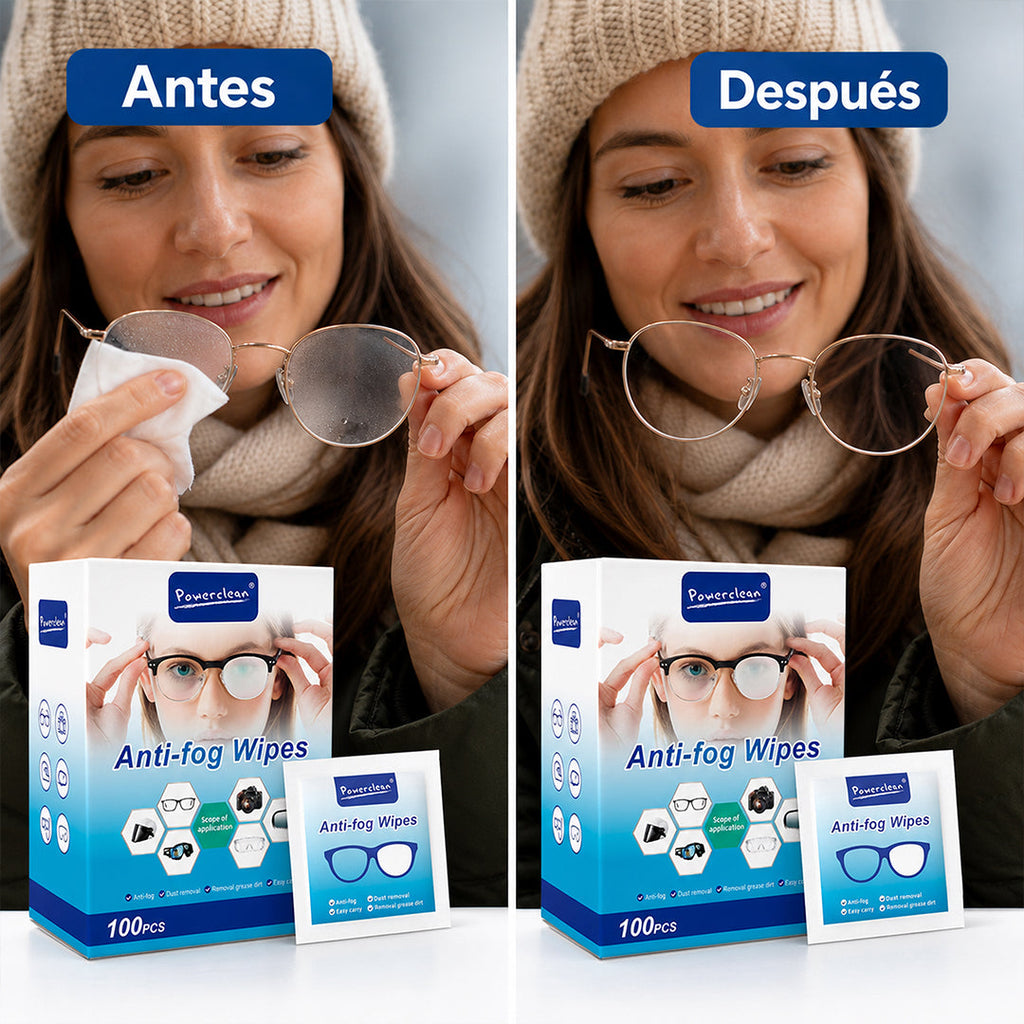 100 Toallas de Limpieza Anti Empaño para Lentes y Pantallas