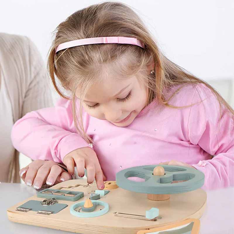 Juego didáctico volante en madera para estimulación sensorial vista adicional – Mil Ideas