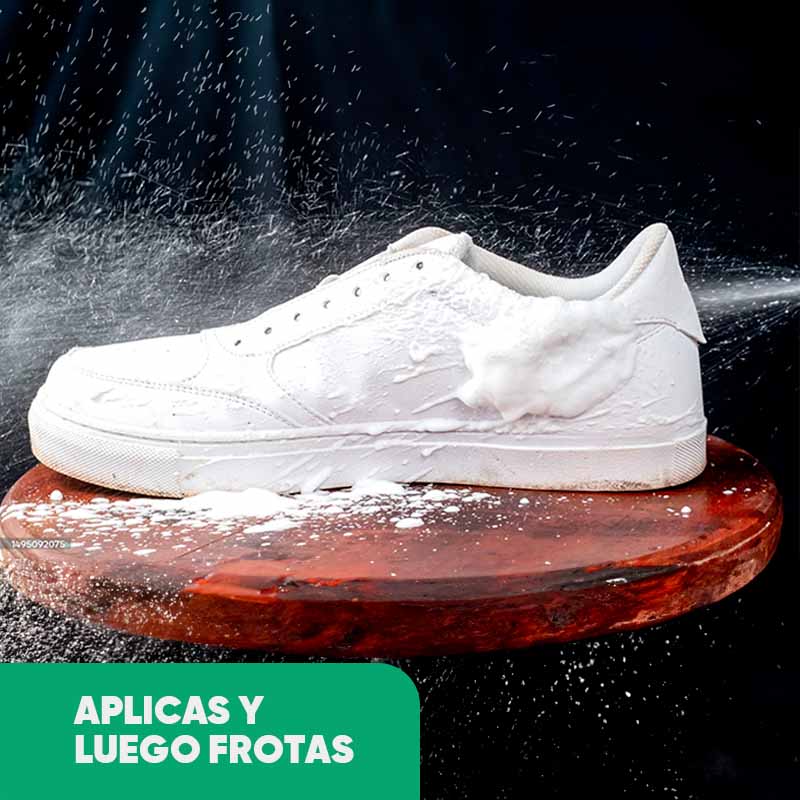 Espuma blanqueadora de zapatos 120ml en uso – Mil Ideas