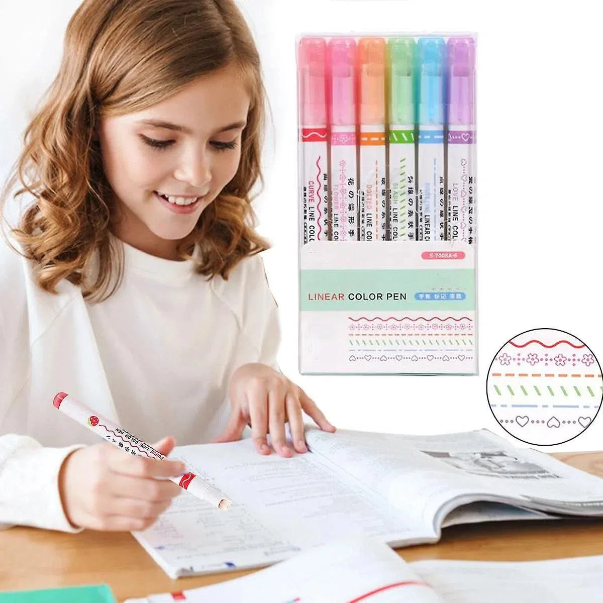 Set de 6 marcadores con punta y rodillo diseños variados – Mil Ideas