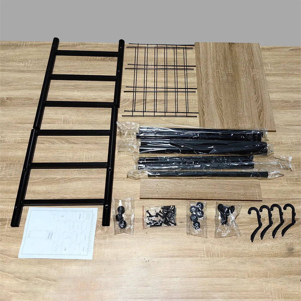 Perchero zapatera 3 estantes hierro y MDF vista adicional – Mil Ideas