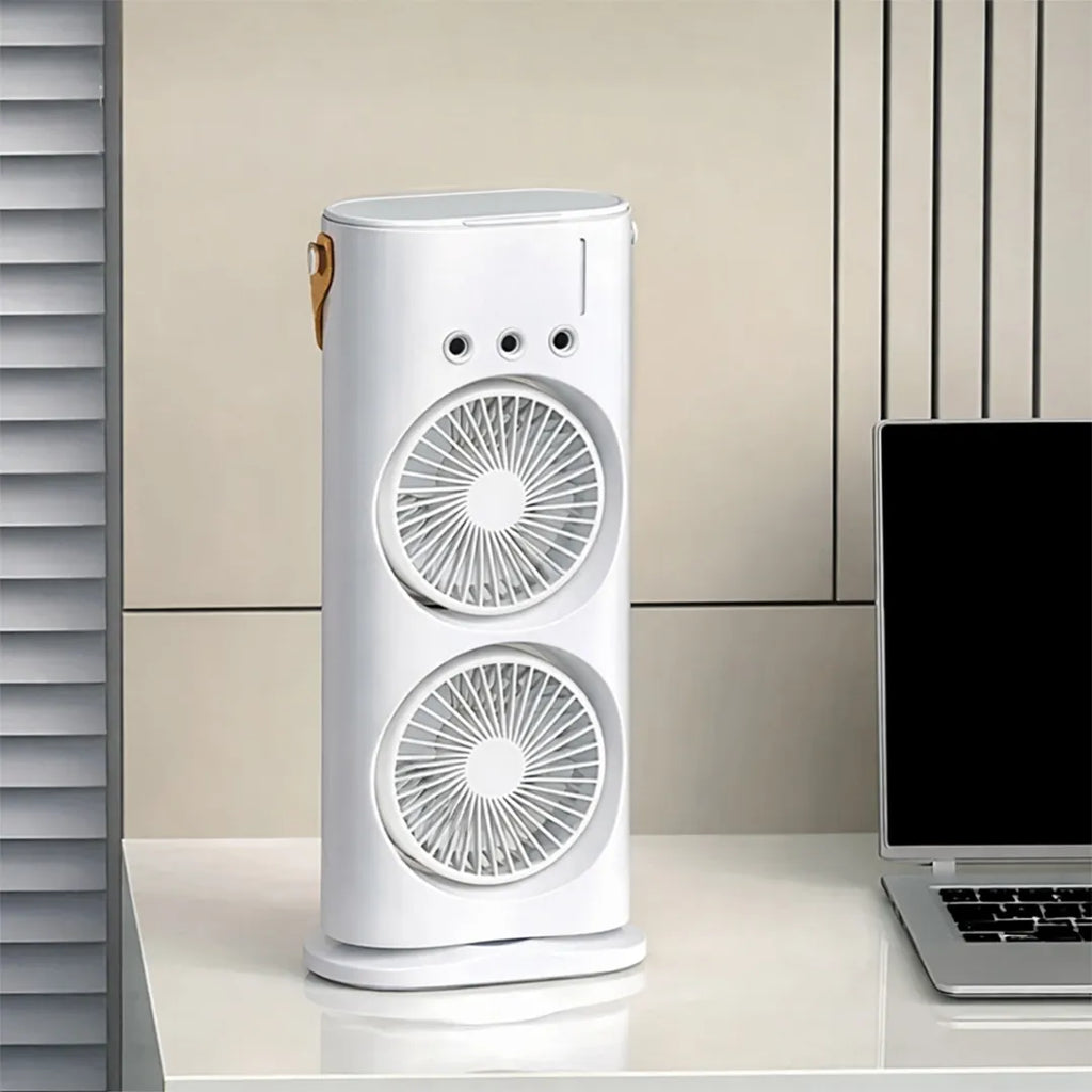 Ventilador Doble con Humidificador en uso – Mil Ideas