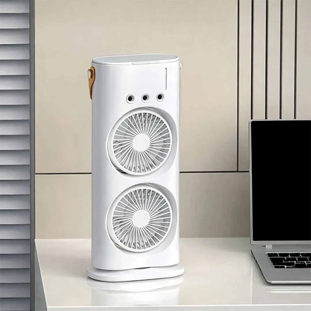 Ventilador Doble con Humidificador en uso – Mil Ideas