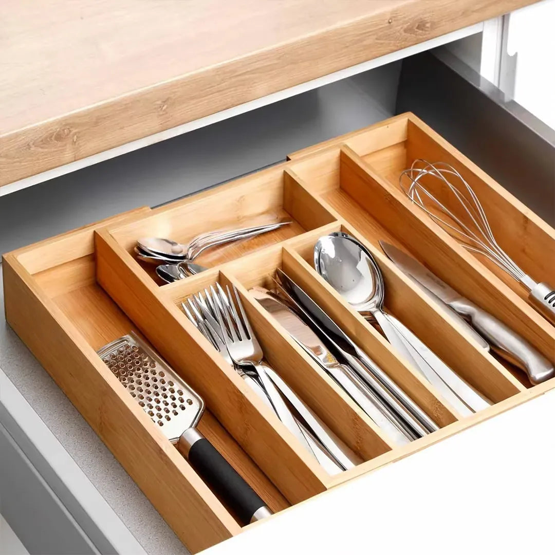 Organizador multifuncional extensible de bambú vista adicional – Mil Ideas