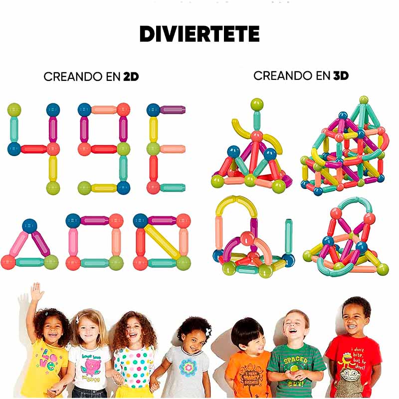Juego de Varillas Magnéticas 130 Piezas vista adicional – Mil Ideas