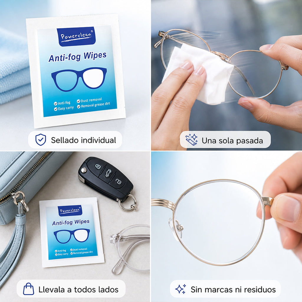 100 Toallas de Limpieza Anti Empaño para Lentes y Pantallas