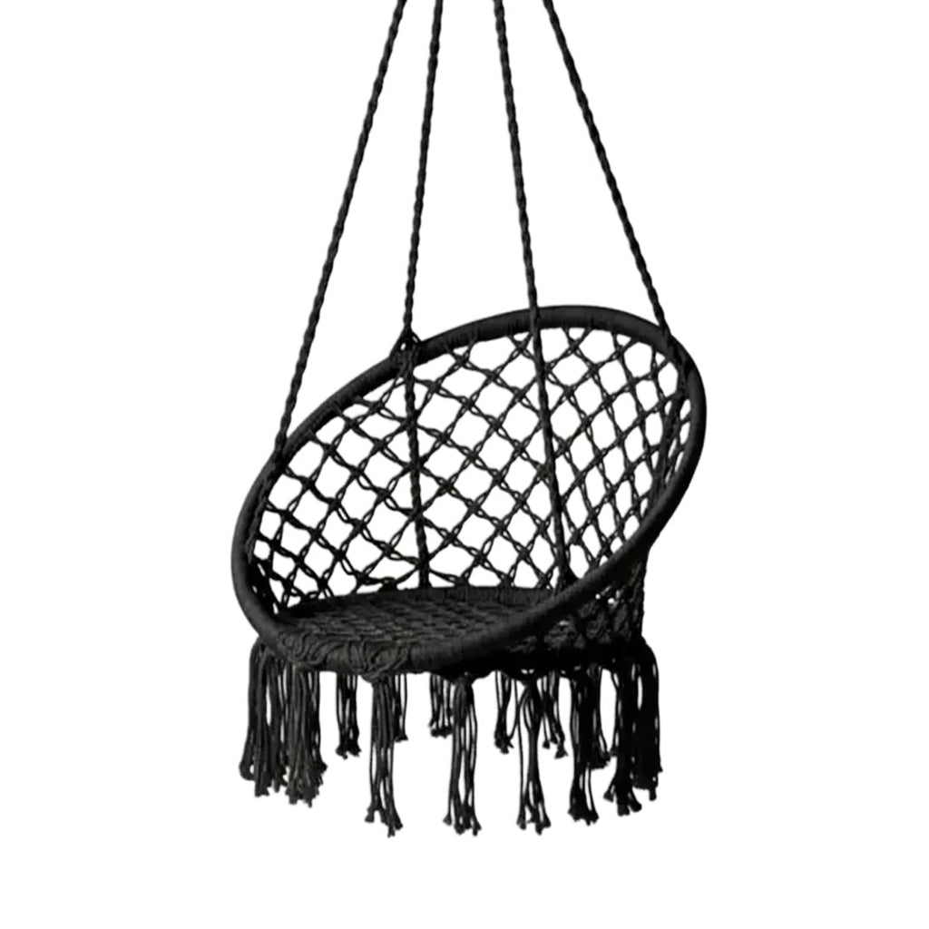 Silla hamaca macramé con flecos vista adicional – Mil Ideas