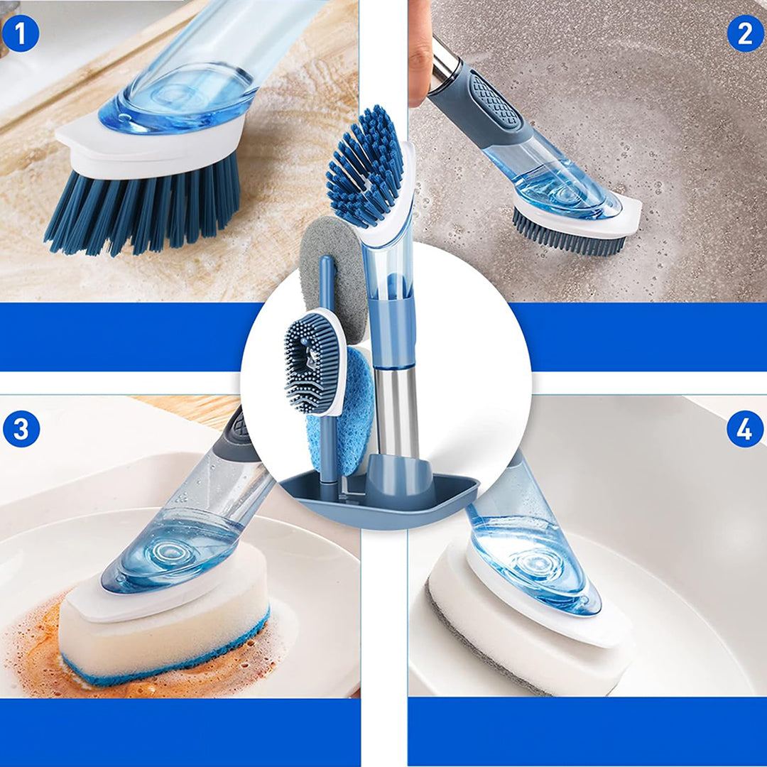 Cepillo de Limpieza con Base y Cabezales Intercambiables