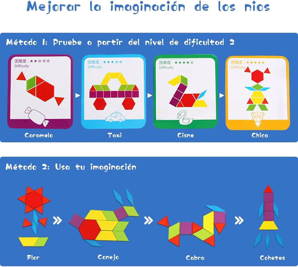 Juego Tangram de Patrones 155 Piezas vista adicional – Mil Ideas
