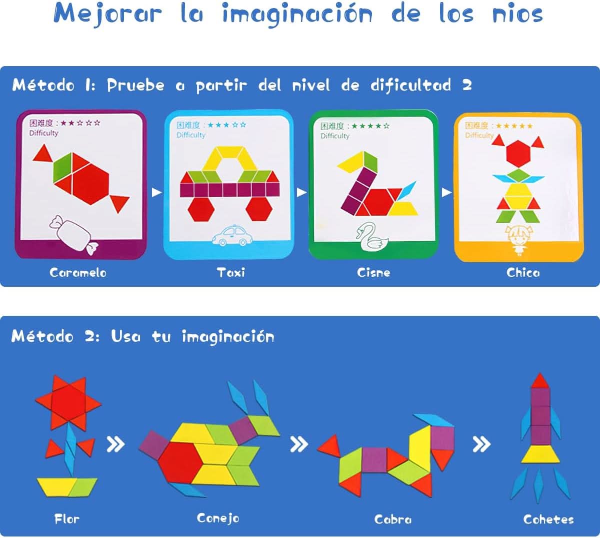 Juego Tangram de Patrones 155 Piezas vista adicional – Mil Ideas