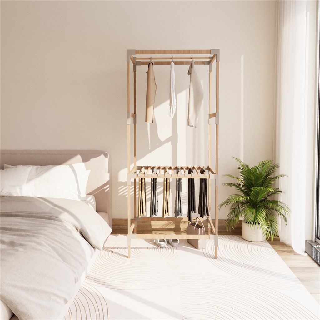 Organizador perchero de madera 156x46x75 cm detalle – Mil Ideas