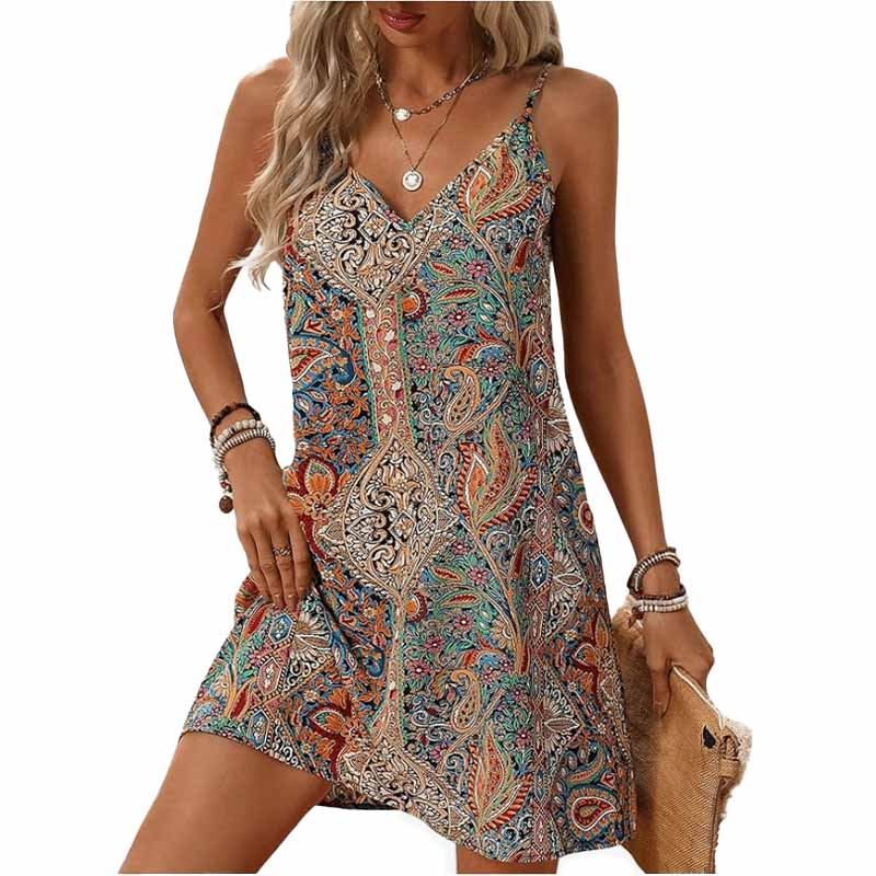 Vestido corto con estampado paisley – Mil Ideas