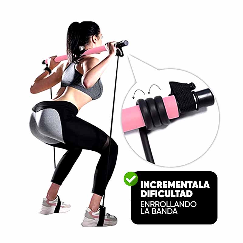 Barra de Pilates de Entrenamiento con Bandas en uso – Mil Ideas