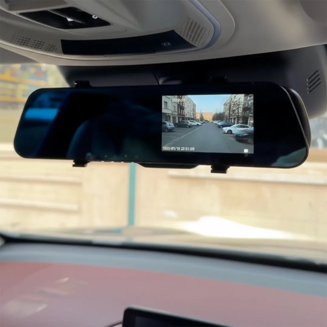 Cámara frontal espejo retrovisor 4,3" en uso – Mil Ideas