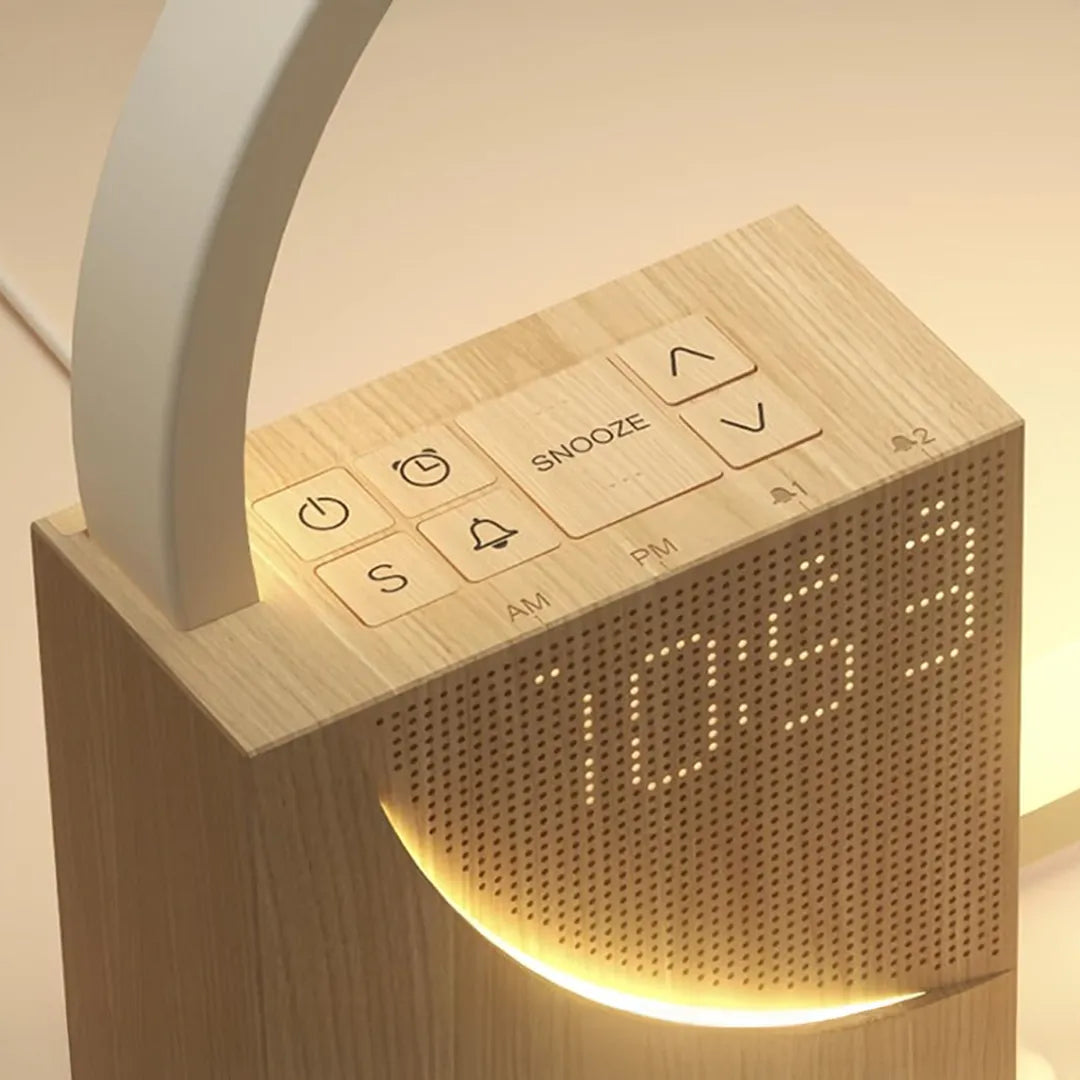 Lámpara veladora simil madera en uso – Mil Ideas