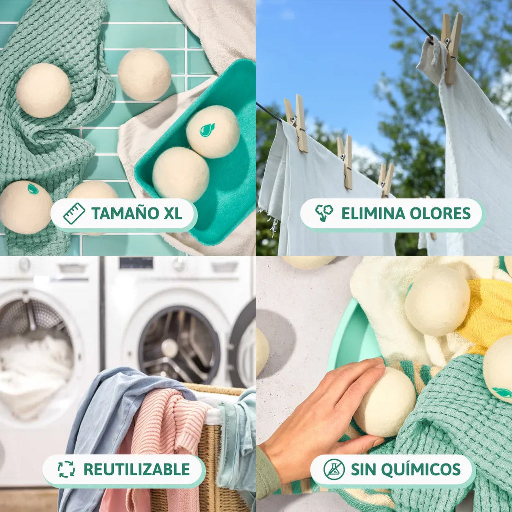 Paquete de 6 Bolas de Lana para Secadora