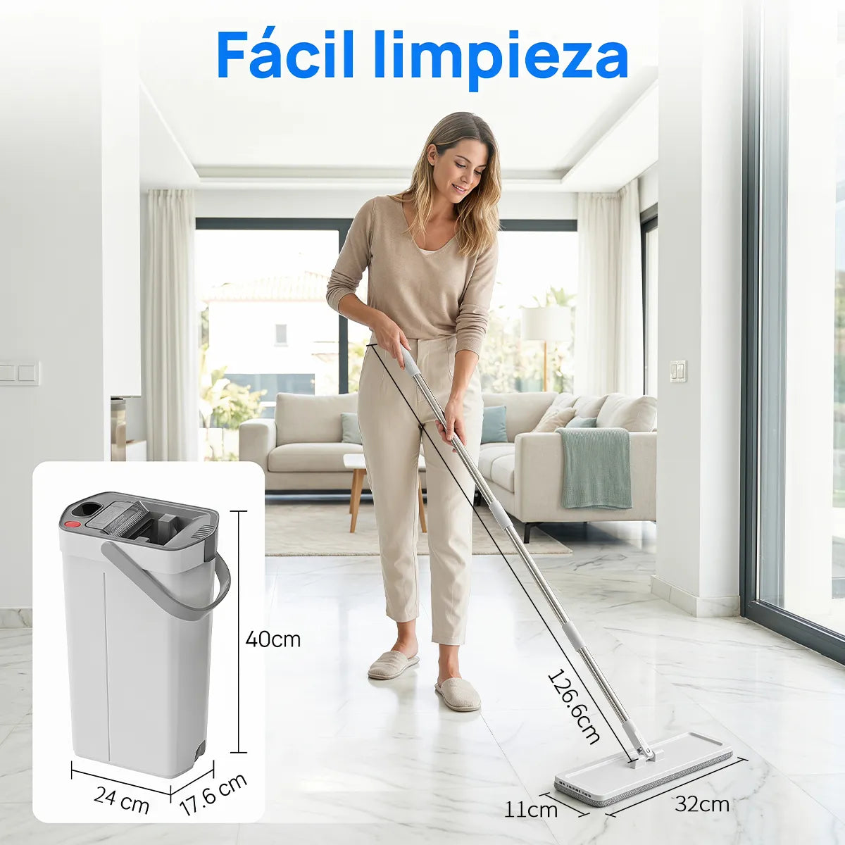 Mopa Plana con Balde Separador de Agua Sucia