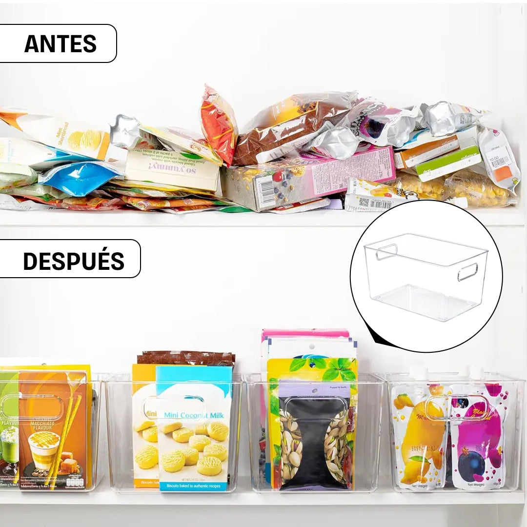 Contenedores Apilables Transparentes con Tapa Pack x4