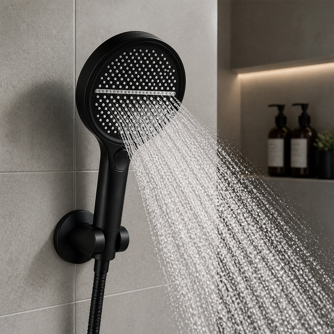 Cabezal de Ducha Eco Flow con 4 Modos Negro