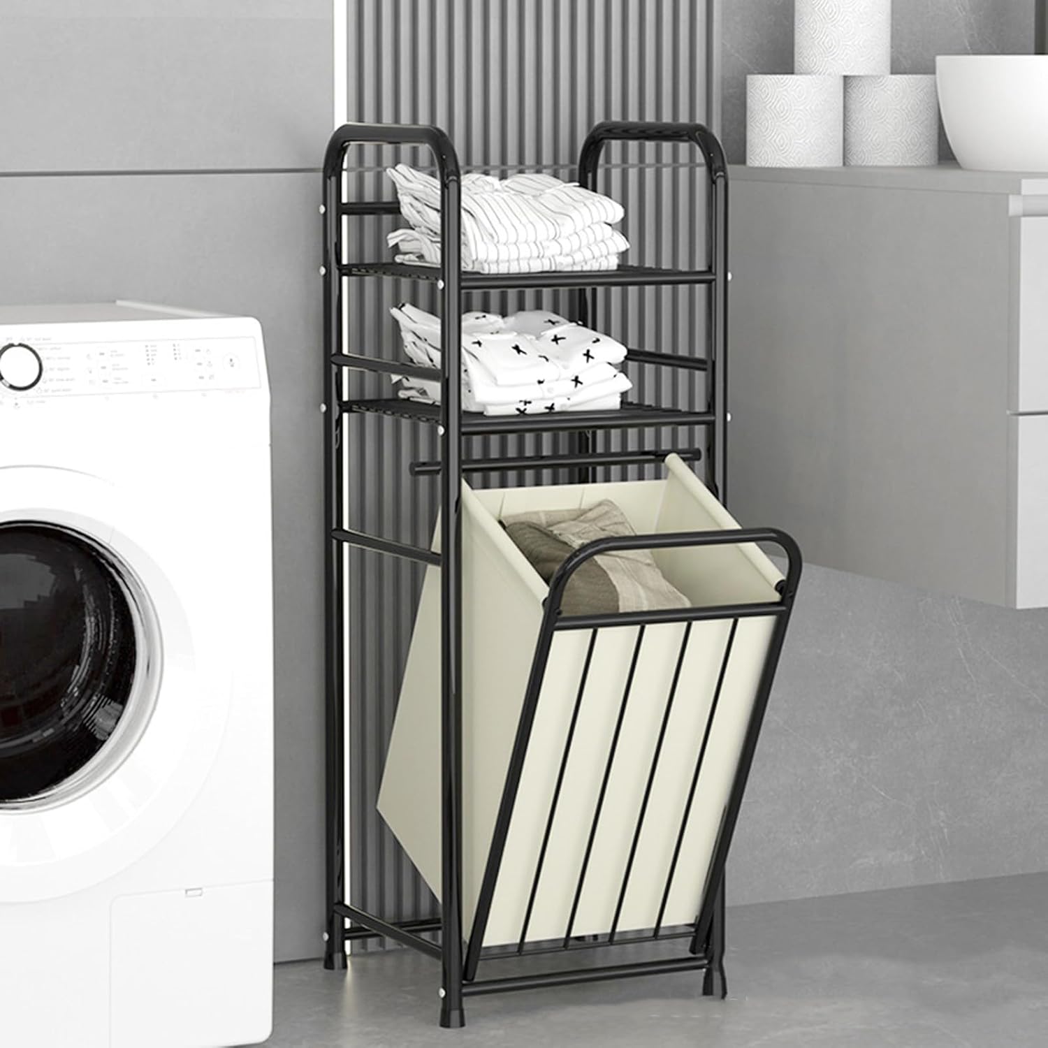 Estante organizador 3 niveles con canasto para ropa – Mil Ideas