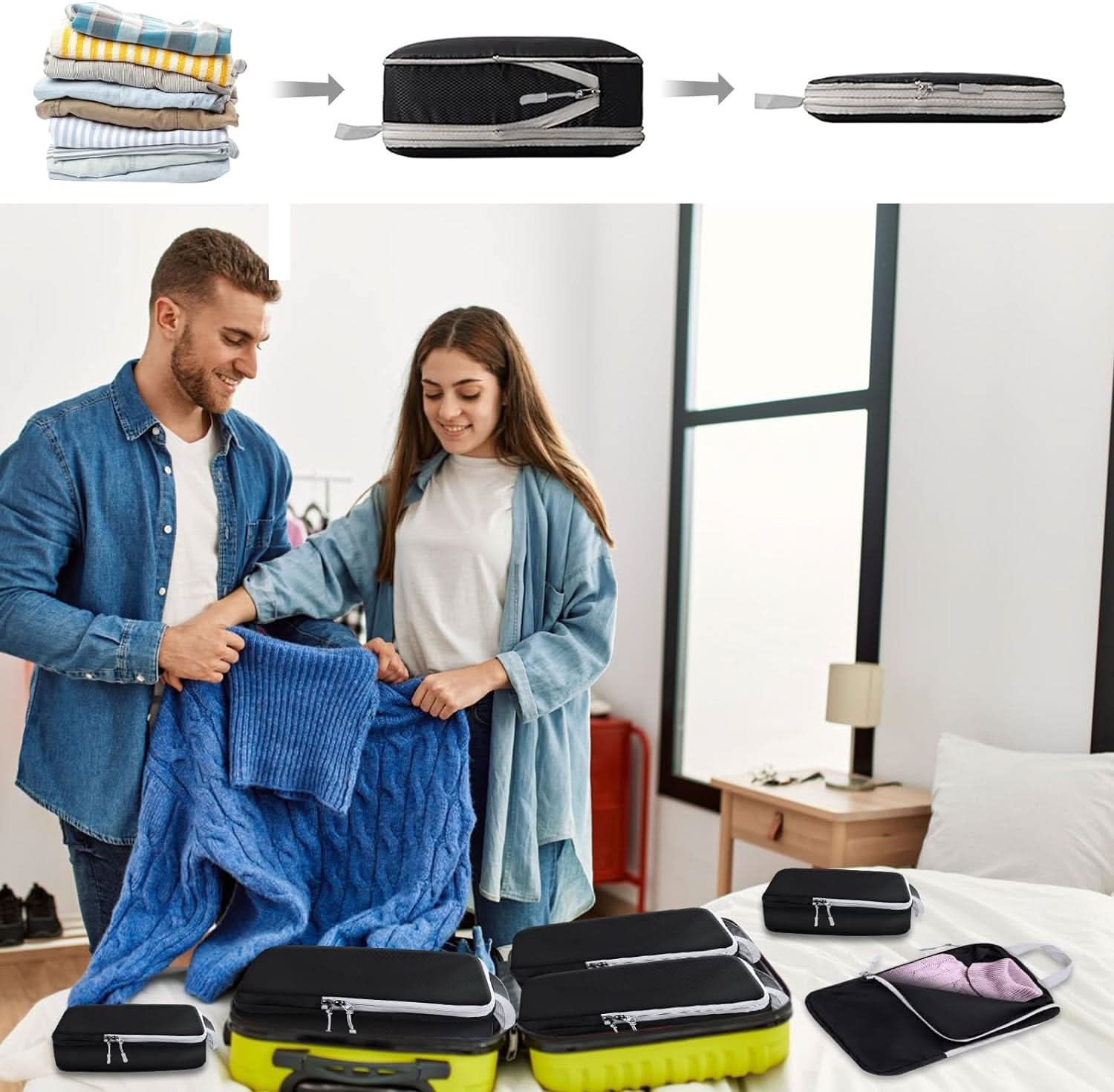Set 4 organizadores ropa expandibles vista adicional – Mil Ideas