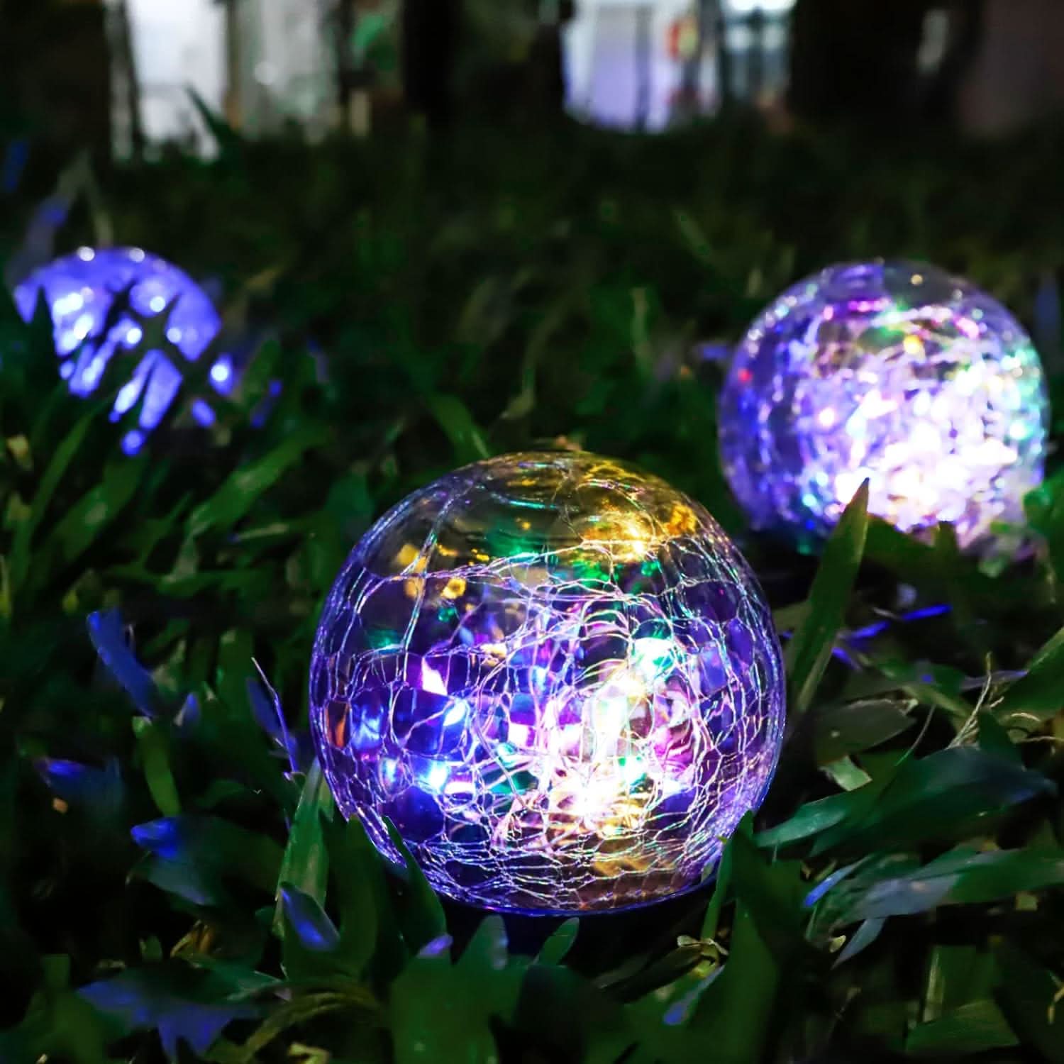 Esferas de luces solares decorativas con estaca detalle – Mil Ideas