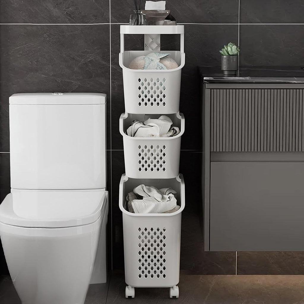 Organizador apilable de 3 canastos detalle – Mil Ideas