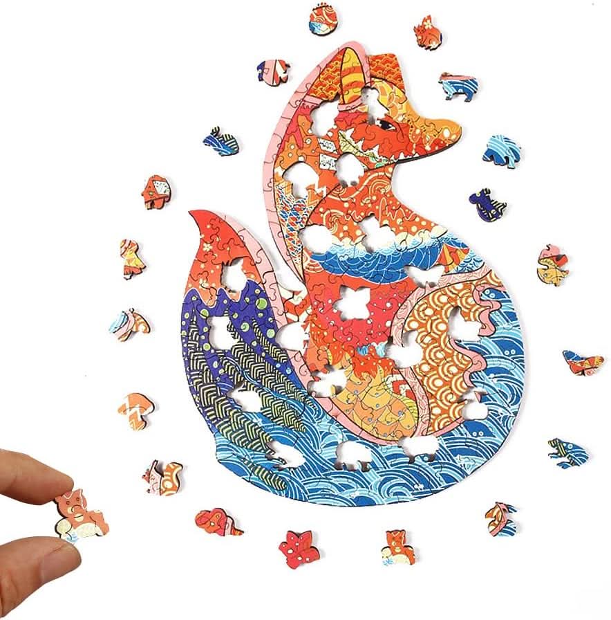 Puzzle de madera 200 piezas diseño Zorro en uso – Mil Ideas