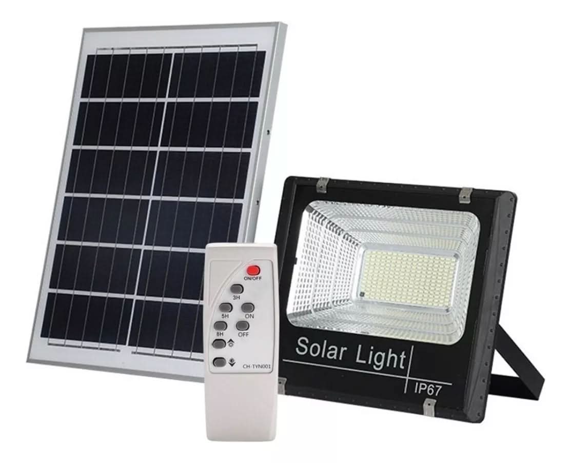 Foco solar LED 100W con control remoto y fotocélula – Mil Ideas