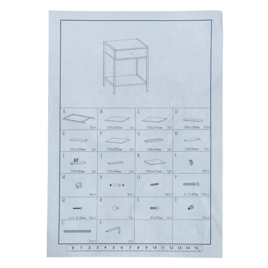 Mesa de luz hierro y MDF desarmable con cajón vista adicional – Mil Ideas