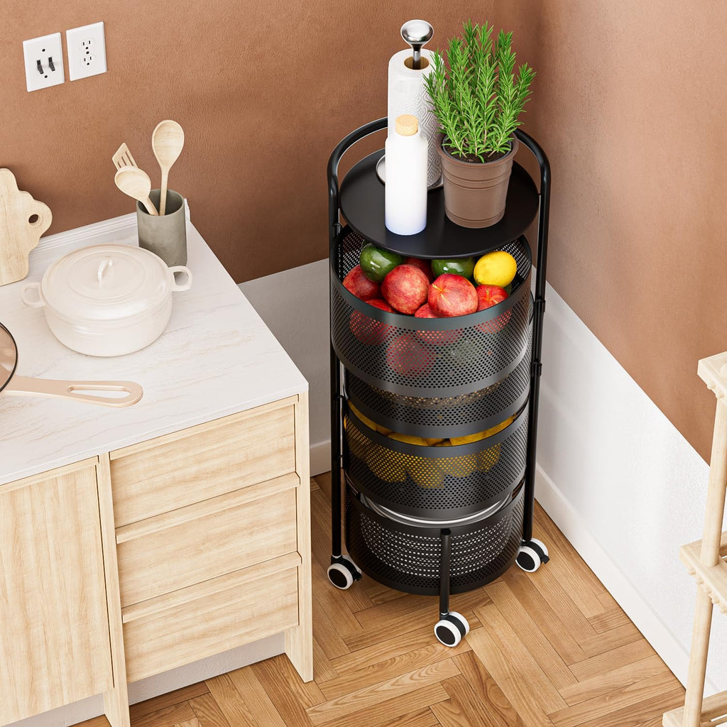 Estante giratorio redondo para almacenamiento de cocina en uso – Mil Ideas