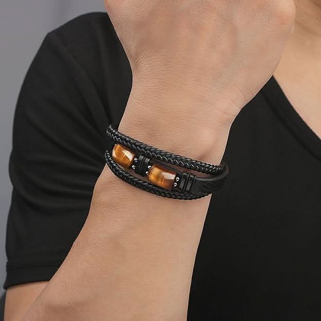 Pulsera de cuero con piedra natural vista adicional – Mil Ideas