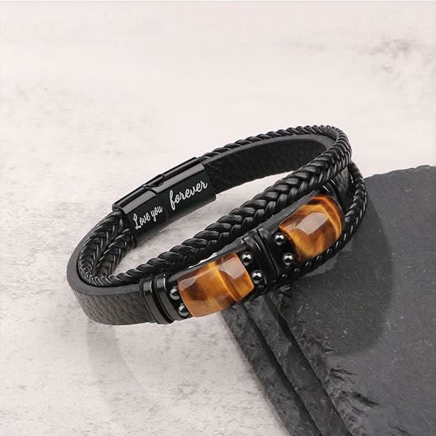 Pulsera de cuero con piedra natural vista adicional – Mil Ideas