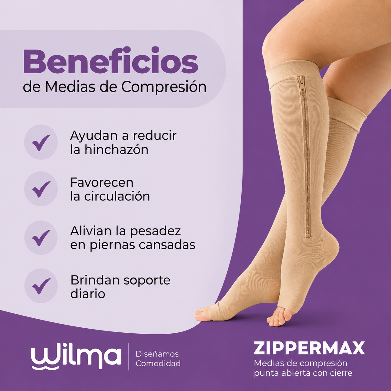 Medias Zippermax de Compresión Marca Wilma