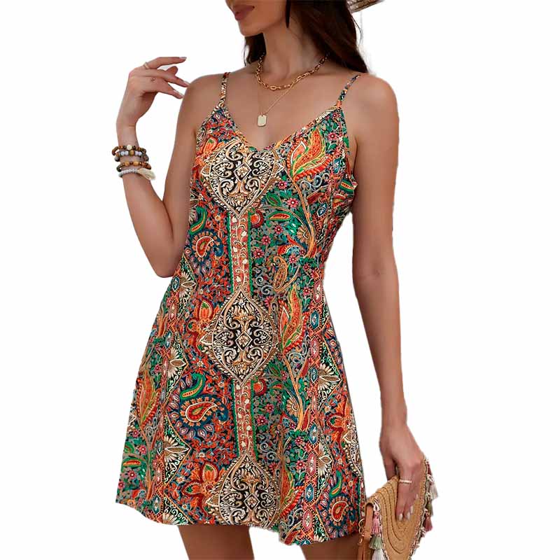 Vestido corto estampado paisley vista adicional – Mil Ideas