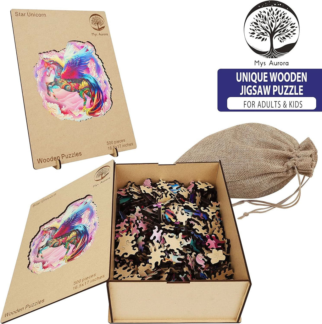 Puzzle de madera 300 piezas unicornio vista adicional – Mil Ideas