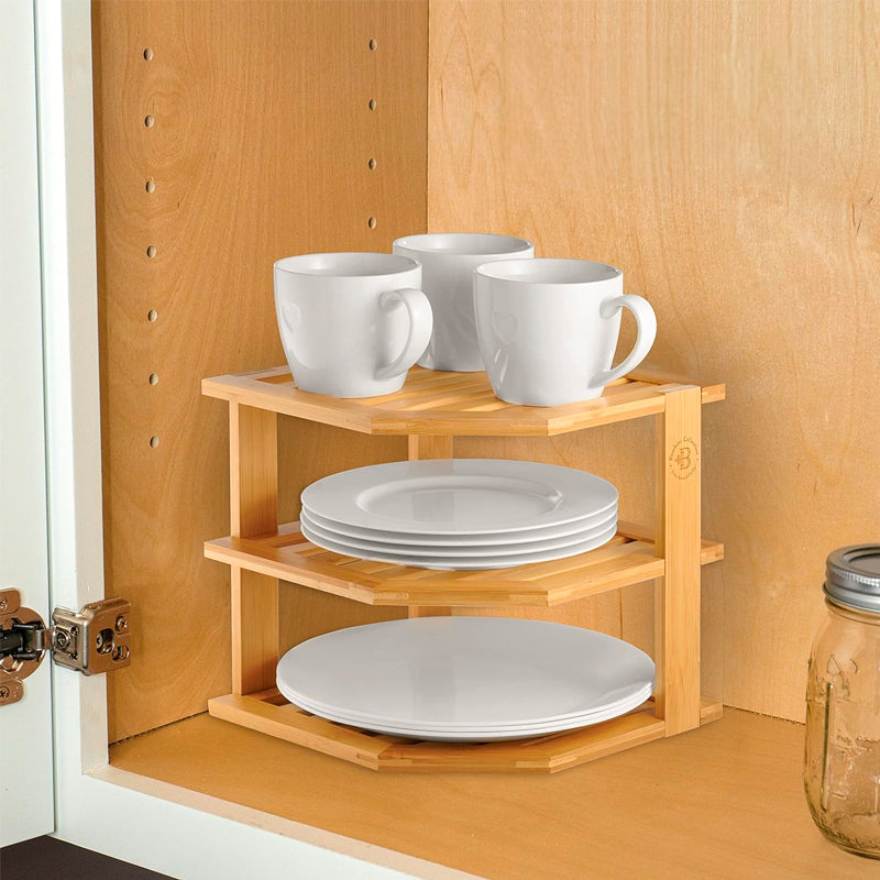 Organizador de Platos 3 Niveles en Bambú en uso – Mil Ideas