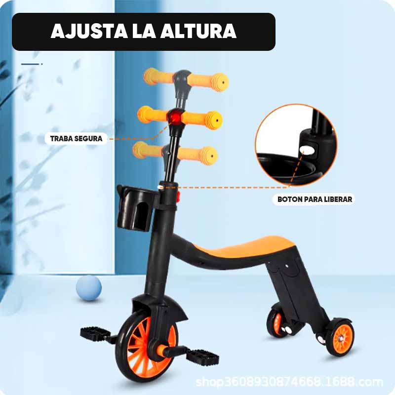 Triciclo Monopatín 3 en 1 con Pedales en uso – Mil Ideas