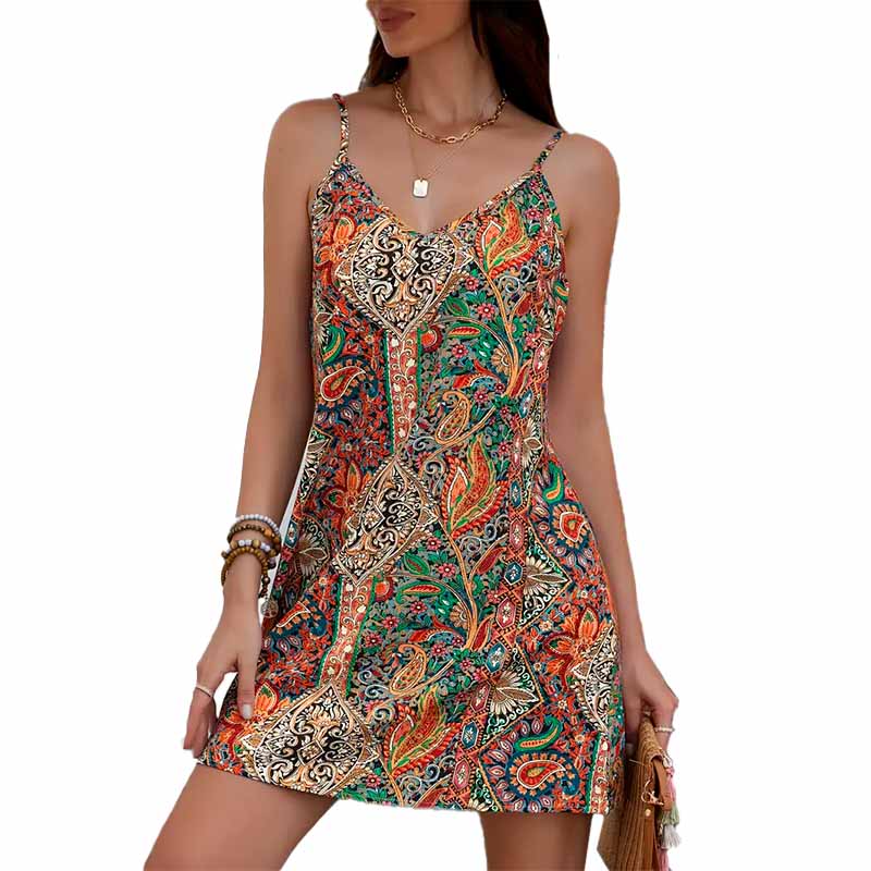 Vestido corto estampado paisley vista adicional – Mil Ideas