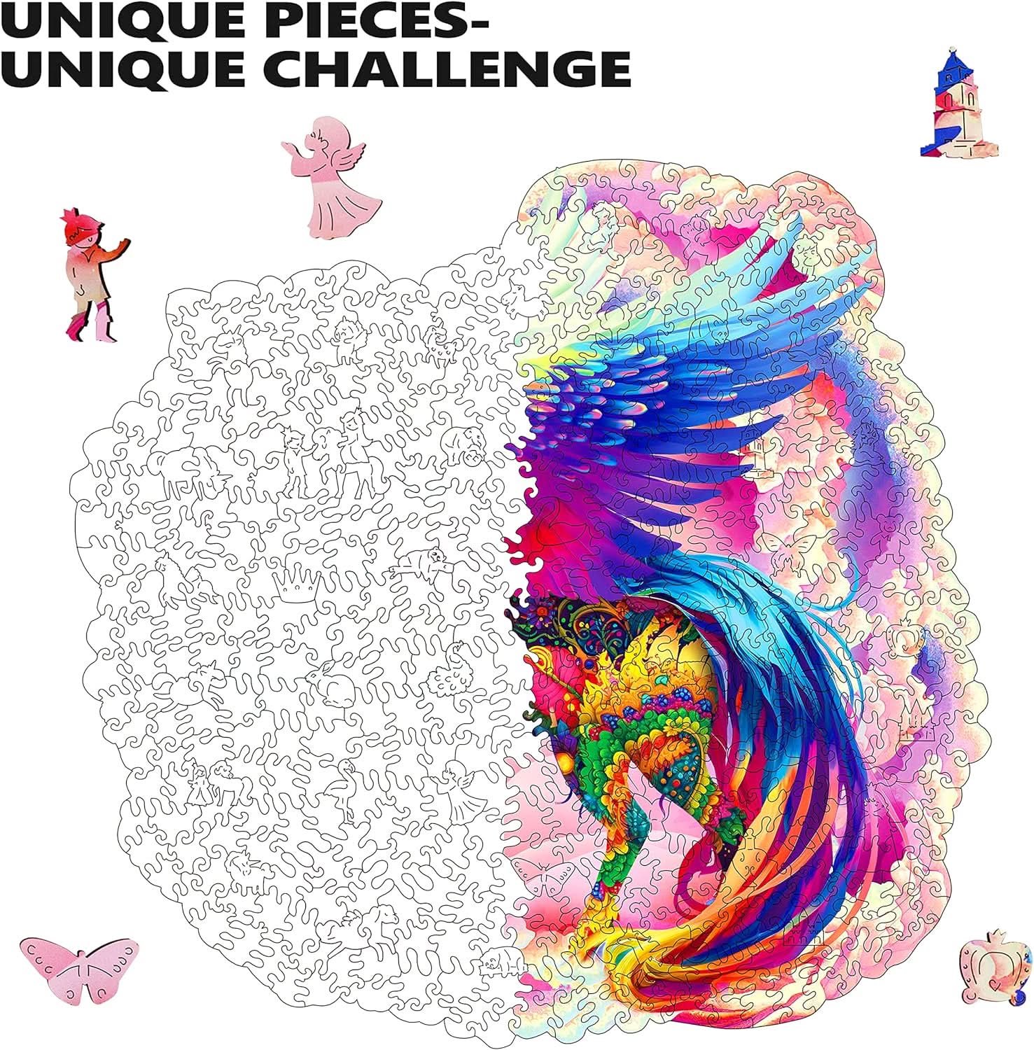 Puzzle de madera 300 piezas unicornio vista adicional – Mil Ideas