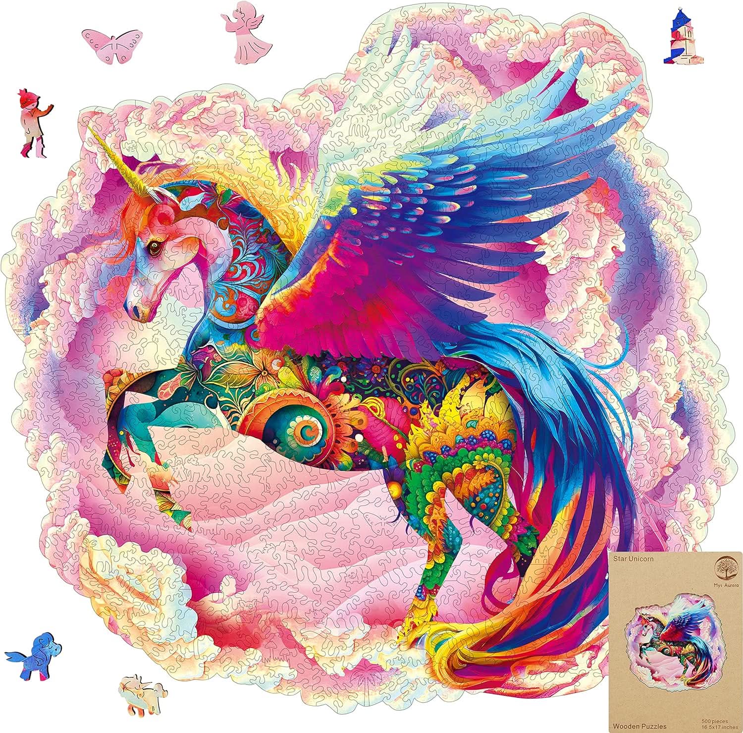 Puzzle de madera 300 piezas unicornio en uso – Mil Ideas