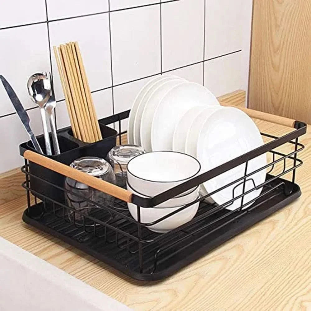 Escurridor de acero y madera 1 nivel con bandeja – Mil Ideas