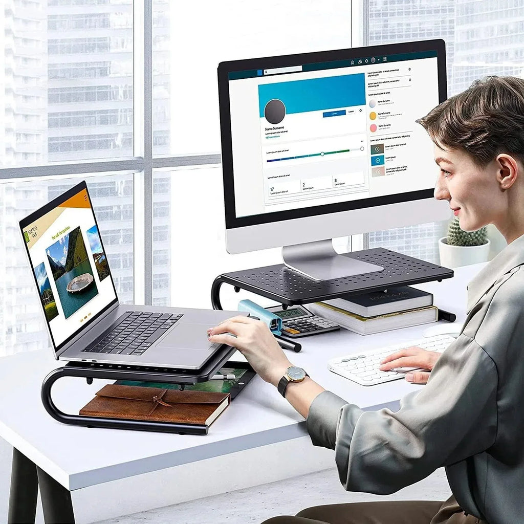 Soporte elevación metálico monitor vista adicional – Mil Ideas