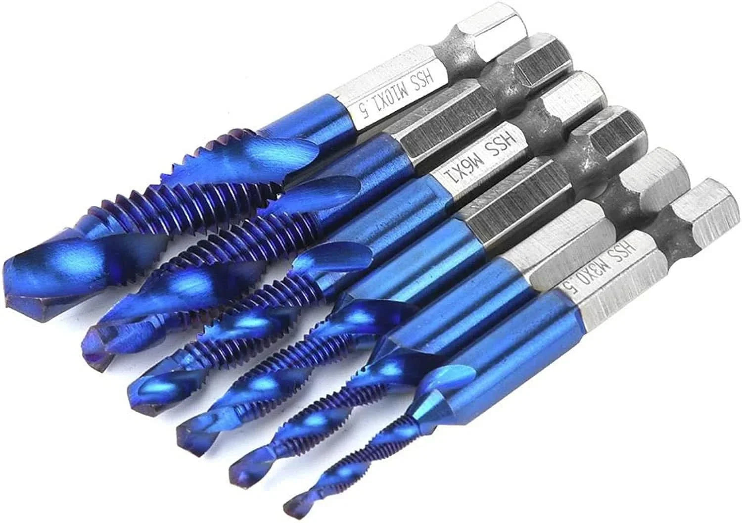 Set de 6 brocas de titanio con estriado detalle – Mil Ideas